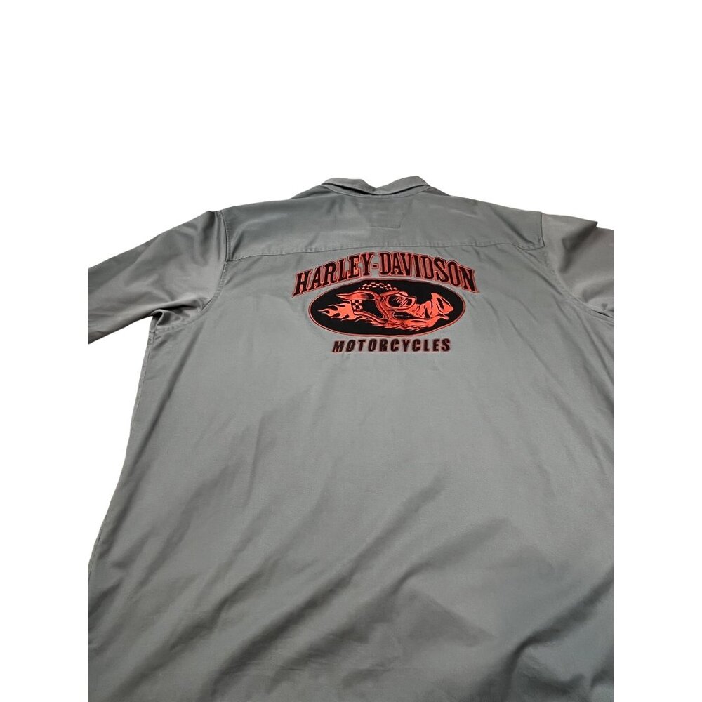 Harley Davidson Mens 3XL Gray Shirt Button-Up Short Sleeve Warthog Pig Hog Biker